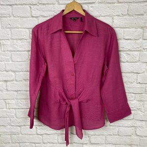 Nic & Zoe Fuschia Pink Linen Blouse